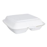 Vaisselle compostable de 9 pouces, écologique, jetable, biodégradable, boîte à 3 compartiments en bagasse de canne à sucre