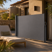 Store banne latérale rétractable manuelle pour extérieur, écran d'intimité 3x1.6-2m, cadre en alliage acier-aluminium, fixation murale, style moderne et minimaliste pour jardin