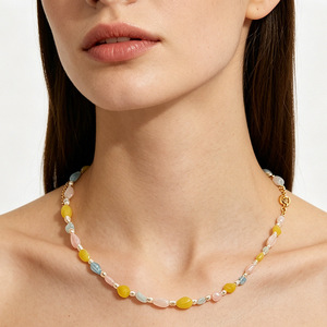 ZOGXIN Pearl Natural Stone Bead Necklace Multicolor Geometric Design For Women Party Fashion Jewelry - Product Image 2