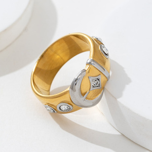 Anillos de boda de moda al por mayor para mujer <span class=keywords><strong>con</strong></span> patrón de estrella y luna, laminados en oro y plata, <span class=keywords><strong>con</strong></span> circonia cúbica, joyería. - Product Image 5