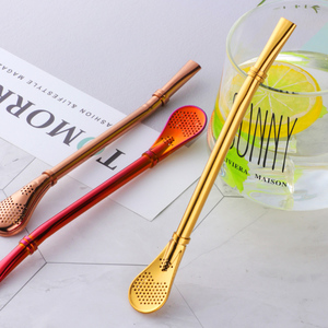 Pailles réutilisables en acier inoxydable avec filtre à eau, thé et miel, et cuillère-filtre - Product Image 3
