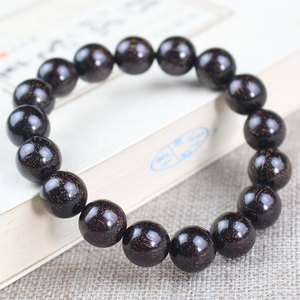 Bracelet de perles en bois de sang 12 mm rondes noires, style ethnique, bijoux unisexe pour usage quotidien - Product Image 2