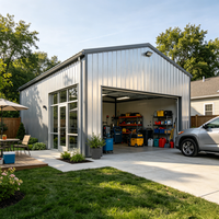 Entrepôt en structure métallique préfabriquée résistant au vent, mini garage en acier, entrepôt multifonctionnel commercial et résidentiel