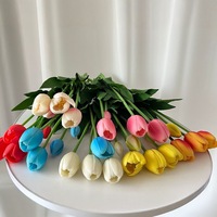 Buket bunga Tulip Premium buatan tangan, bunga pernikahan hadiah romantis tidak pudar melembabkan penataan bunga buatan