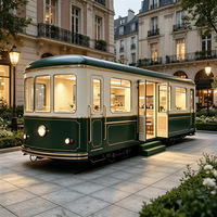 Chariot de nourriture et bus modèle wagon de tramway en métal couleur champagne pour la vente ambulante sur les rues piétonnes