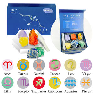 Nuovo arrivo Reiki quarzo costellazione Set dodici pietre zodiacali di cristallo naturale intagliato a mano incisione souvenir scatola regalo per il nuovo - Product Image 6