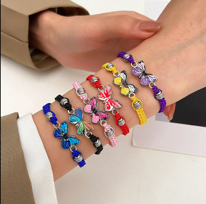 Go2boho verstellbarer Knoten Schmetterling Armband Hand gewebte Schleife Hot Sale Emaille Farbe Geschenk für Frauen Paare Freunde - Product Image 6