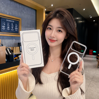 Casing HP Transparan Anti Benturan Magnetic TPU+PC untuk 17 Pro 16 14 Plus & 7 Plus dengan Pengisian Daya Nirkabel