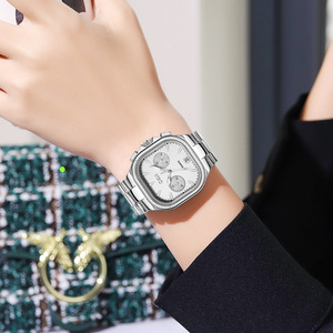 Reloj de Cuarzo Personalizado para <span class=keywords><strong>Mujer</strong></span>, Diseño Cuadrado con Calendario, Resistente al Agua, Delgado, Ideal para Vestir Formal o Diario - Product Image 3