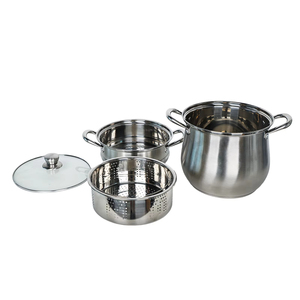 Classic Silver Stainless Steel 4-Piece Cookware Set, 24/28cm Non-Stick Soup <b>Pot</b> and Steamer <b>Pot</b> Lightweight Durable - Product Image 3