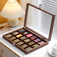 Boîte de présentation et de rangement en bois de noyer rectangulaire pour 18 briquets Zippo, idéale pour collection de briquets et chicha