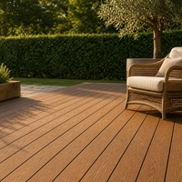 Tarima de Exterior WPC ST01CB 150x23mm, Tarima Hueca de Madera y Plástico Compuesto para Jardín, Balcón, Patio