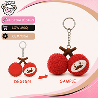 Porte-clés personnalisé en peluche de coton Litchi, brodé en forme de fruit, breloque de sac rembourrée, unisexe, cadeau en gros, faible MOQ