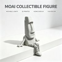Statue MOAI Articulée Imprimée en 3D, Figurine MOAI de l'Île de Pâques, Décoration de Bureau, Jouet Amusant, Cadeau Original pour la Maison