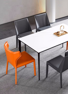 Ensemble de <span class=keywords><strong>table</strong></span> à manger classique 4/6 places, plateau en marbre moderne, pieds en métal et chaise rembourrée en Pu, ensemble <span class=keywords><strong>table</strong></span> à manger - Product Image 5
