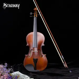 STARWAY <span class=keywords><strong>Violon</strong></span> en bois de tilleul mat rétro 2/<span class=keywords><strong>4</strong></span> 3/<span class=keywords><strong>4</strong></span> <span class=keywords><strong>4</strong></span>/<span class=keywords><strong>4</strong></span>, instrument de musique avec étui pour débutants et enfants - Product Image 1
