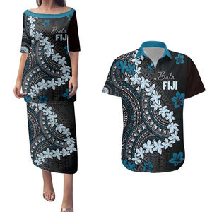 <span class=keywords><strong>Bula</strong></span> Fiji coppie di Puletasi abbinate e camicia hawaiana abito polinesiano tropicale coppia vestito isola del Pacifico indossa Logo personalizzato - Product Image 1