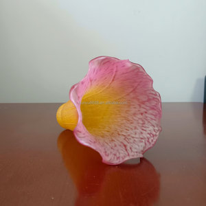Antique European Hand-Crafted Blown Glass Lamp Shade Peach Color Pond Lily Design 6" Height Light Cover Easy Installation Lamps - Product Image 2