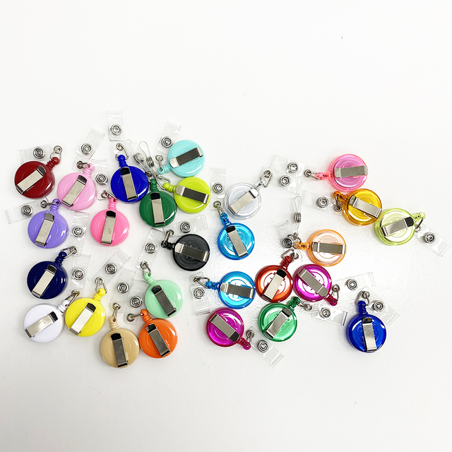 Heavy Duty Locking Function Pull Key Reel Plastic Round Badge Reel Retractable Badge Reel Metal Custom Logo