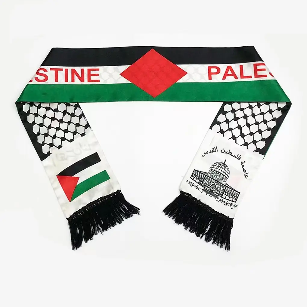 फ़िलिस्तीन थोक फ़िलिस्तीन स्कार्फ ध्वज स्कार्फ इवेंट सजावट साटन पॉलिएस्टर फ़िलिस्तीन स्कार्फ