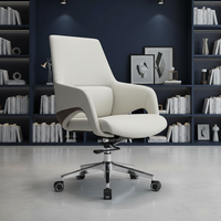 Chaise de bureau de style exécutif en cuir PU blanc, réglable, avec base cantilever chromée et fonction massage, conforme aux normes américaines