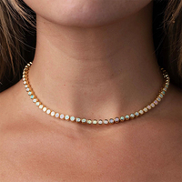 Collier ras du cou Gemnel en argent sterling 925 avec opale multicolore dégradée et chaîne tennis sertie de matrices pour femme – Idéal pour un cadeau
