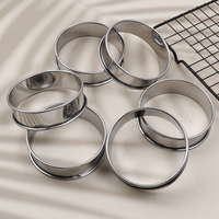 Ensemble de 2 moules à tarte/pâtisserie en acier inoxydable de haute qualité, écologiques, résistants au four, 8,6 cm, pour la cuisson de tartes, gâteaux et burgers, pour la cuisine à domicile