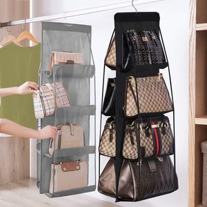 Foldable Space Saving Handbag <b>Hanging</b> Organizer 8-Pocket Purse Storage Hanger Fabric Cloth <b>Wardrobe</b> Bag Six-Tier Modern - Product Image 6