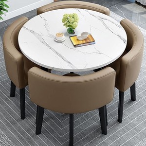 Juego de Comedor Moderno Nórdico al por Mayor, <span class=keywords><strong>Mesa</strong></span> <span class=keywords><strong>Circular</strong></span> <span class=keywords><strong>con</strong></span> 4 <span class=keywords><strong>Sillas</strong></span>, Resistente para Restaurante, Hogar, Bar al Aire Libre y Uso en Hoteles - Product Image 1