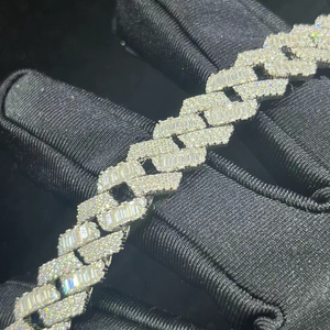 Bijoux fins de mode, bracelets en moissanite, bracelets rigides, chaîne cubaine en argent - Product Image 2