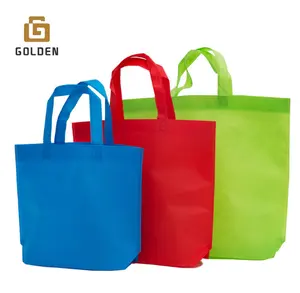 Golden Pp Pla Rpet Nonwoven Bottle Pp Silk Printing Bag With Lamination Small Advertising Logo Print Gift Non Woven Tote