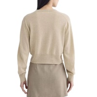 Cardigan en maille raffinée 12GG pour femme, col en V, toucher cachemire, manches longues, avec logo personnalisé, vente en gros