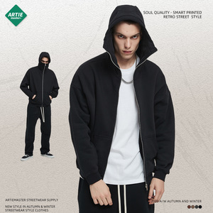 2023 Otoño Invierno pareja moda Artiemaster más grueso Unisex peso pesado 360g cremallera completa en blanco de gran tamaño marcado sudaderas con capucha - Product Image 1