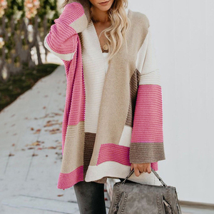 <span class=keywords><strong>Mujer</strong></span> de bloque de Color a rayas de manga larga <span class=keywords><strong>Cardigan</strong></span> delantera abierta suéteres abrigo - Product Image 3