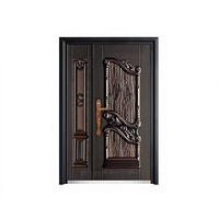 Porte d'entrée principale moderne de luxe en fer, porte double d'entrée en aluminium haute sécurité pour maisons