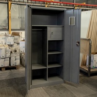 Armoire métallique à 2 portes avec coffre-fort intégré, armoire de classement en acier, armoire de rangement pour vêtements pour bureau de direction et salle du personnel