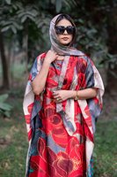 Robes longues en soie de style africain 2026 – Kaftans de luxe à motifs floraux avec foulard pour femmes – Vente en gros