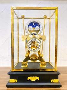 Orologio Marino Stile Inglese con Quadrante Lunare in Ottone Dorato 24K, Catena Fusee, Meccanismo Meccanico Devon/Skeleton/Grasshopper/Doppio Pendolo - Product Image 2