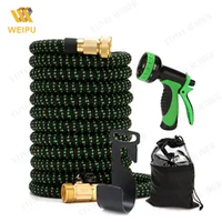 Tuyau d'arrosage en caoutchouc noir 3/4 ''avec fonction d'arrosage magique extensible Matériau en PVC léger pour laver les jardins de voitures