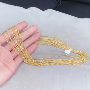 14K 18K oro pieno di <span class=keywords><strong>perline</strong></span> <span class=keywords><strong>collana</strong></span> e catena a maglie cubane per gli uomini con sottili catene d'oro gioielli forniture all'ingrosso - Product Image 5