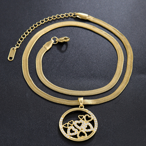 Collar de cadena de serpiente de oro de acero inoxidable, colgante redondo de circón, joyería de lujo a la moda, el mejor collar de <span class=keywords><strong>Rock</strong></span> 'n' Roll Hip Hop - Product Image 5