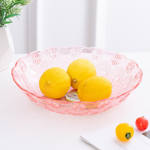<b>Plastic</b> Fruit <b>Bowl</b> Set Pink Patterned Lightweight Home Use <b>Serving</b> Dish for Fruit Snacks Minimalist Design - Product Image 2