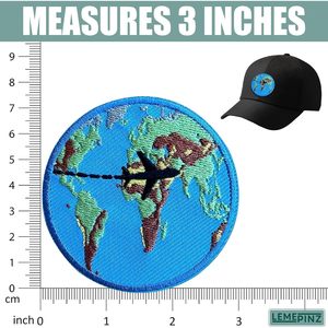 Patch brodé Earth Plane de 3 pouces, thermocollant ou à coudre, applique en tissu pour sacs - Product Image 3