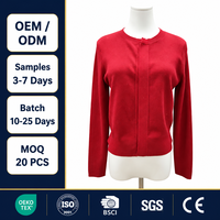 Cardigan en tricot d'hiver personnalisé pour femme, col rond, coupe ajustée, en mélange de laine, anti-boulochage, avec patte de boutonnage cachée, couleur unie