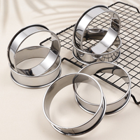 Ensemble de 2 moules à tarte/pâtisserie en acier inoxydable de haute qualité, écologiques, résistants au four, 8,6 cm, pour la cuisson de tartes, gâteaux et burgers, pour la cuisine à domicile