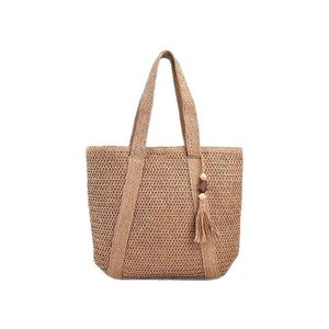 Sac fourre-tout tressé en paille Moon Twist beige grande taille Printemps 2025 pour femme usage quotidien - Product Image 5