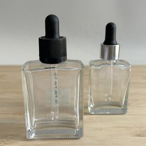 Frasco cosmético de aromaterapia cuadrado esmerilado transparente, cuentagotas de vidrio recargable, botella de pipeta de aceite esencial, crema facial, caída de laboratorio - Product Image 5