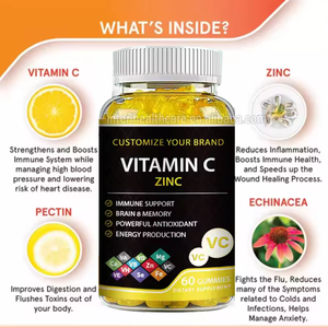 OEM Etiqueta Privada Vitamina C Gomitas 1000mg Vitamina C con Zinc Naranja Oso Forma Gummy - Product Image 2