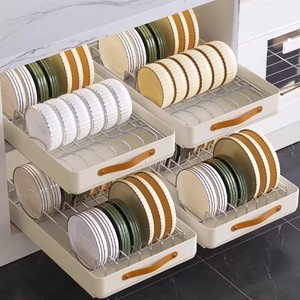 Aisco Pull Out Dish Rack Stainless Steel With Tray And Handle For Kitchen Cabinet Drawer Style Modern Design - Product Image 1