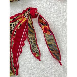 Ensemble bikini 2 pièces grande taille pour femme FOXA, imprimé guépard, haut dos nu, bas string à nouer sur les côtés, maillot de bain coquin, tenue de plage - Product Image 3
